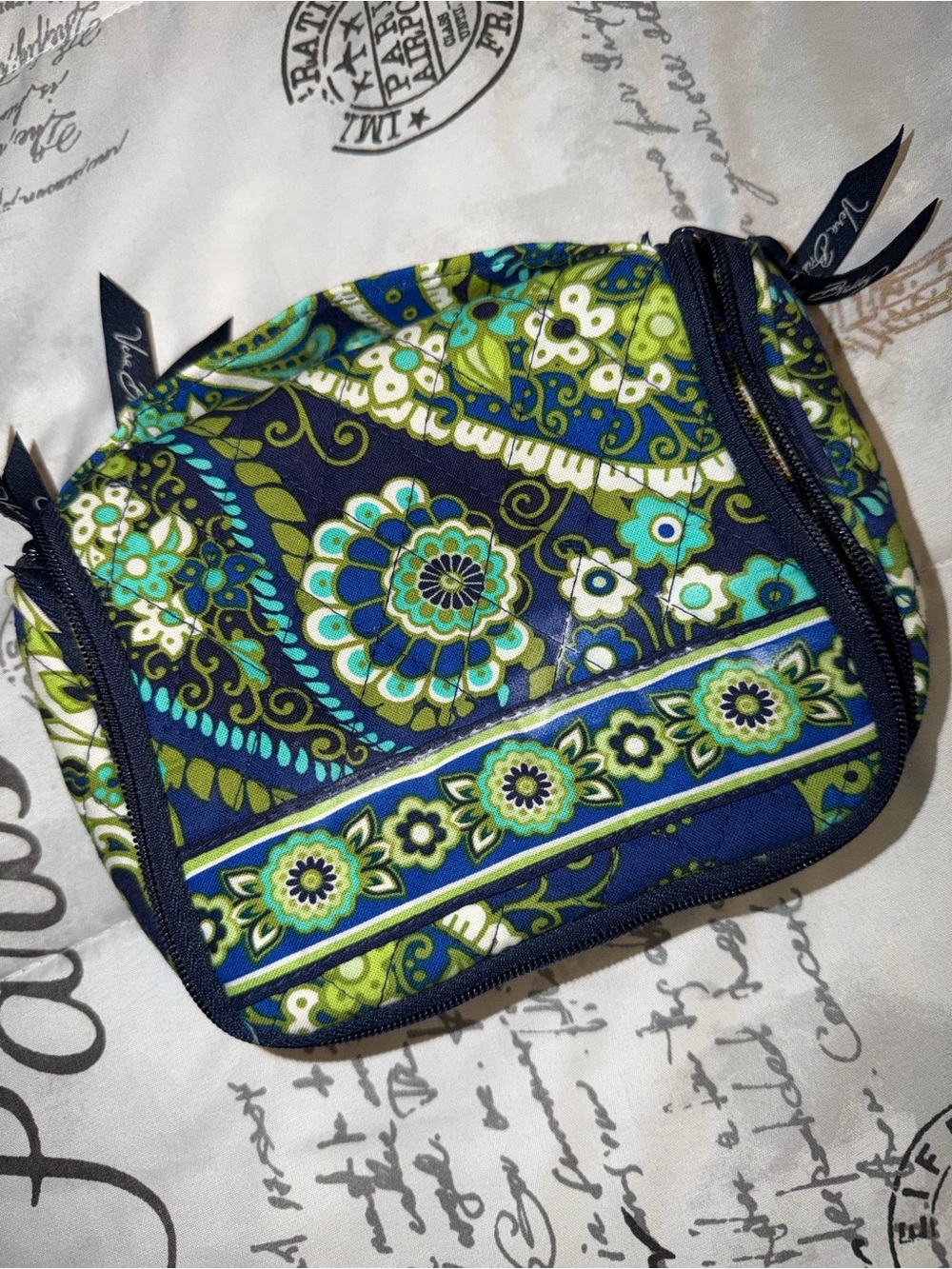 Vera Bradley Blue & Green Paisley Mini Toiletry Cosmetic Bag